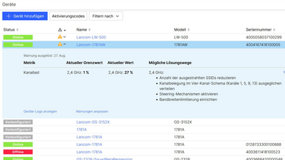 Screenshot: LMC WLAN-Anomalie-Erkennung