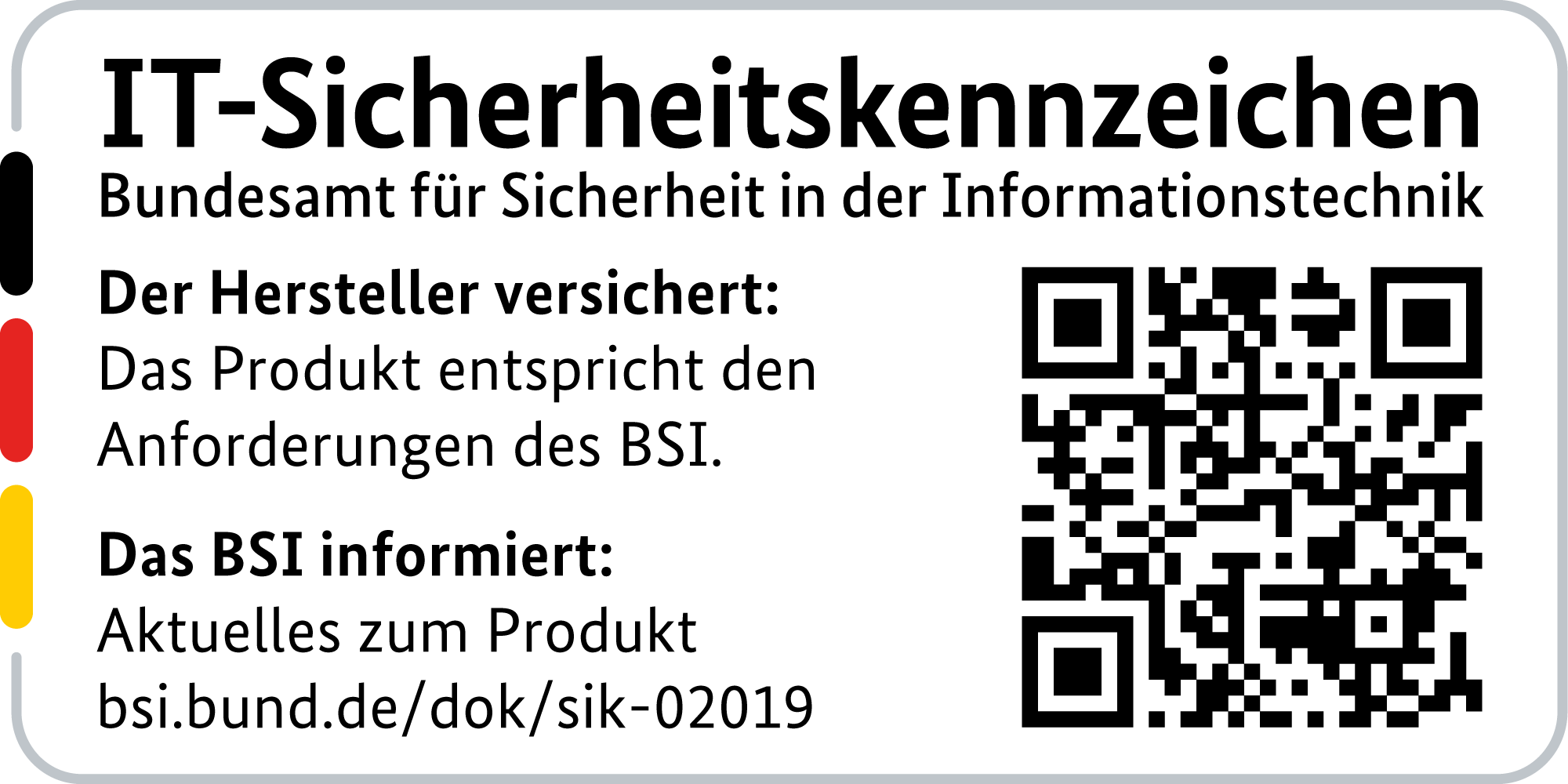 IT-Sicherheitskennzeichen mit QR-Code des BSI für den LANCOM 1800EF-5G